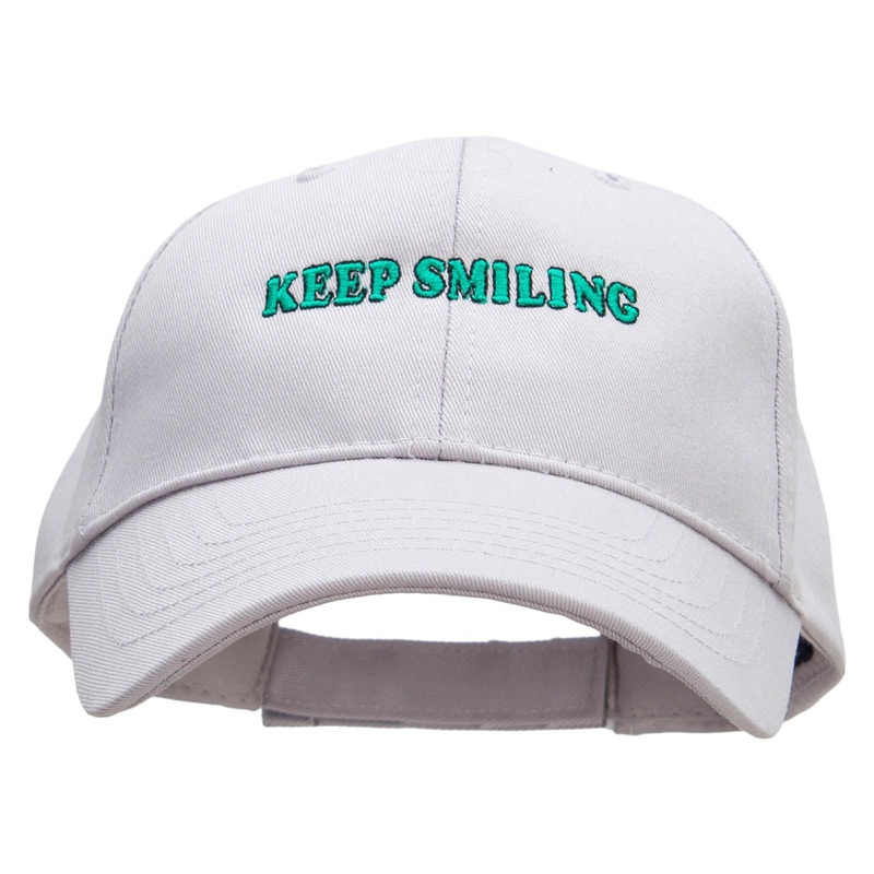 Keep Smiling Embroidered Low Profile Structured  Cap Grey One Size