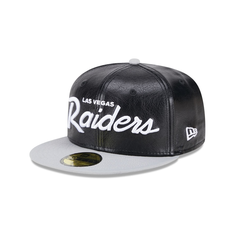 Las Vegas Raiders Faux Leather Crown 59FIFTY Fitted Hat 7