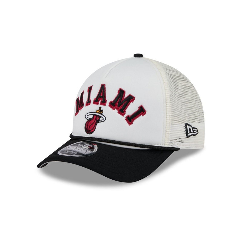 Miami Heat Chrome Arch 9FORTY M-Crown A-Frame Trucker Hat One Size