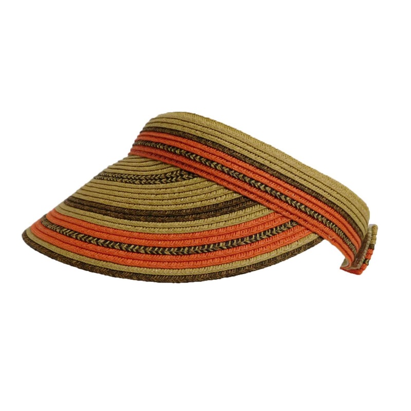 Multicolor Striped Straw Visor – Boardwalk Style Hats Orange