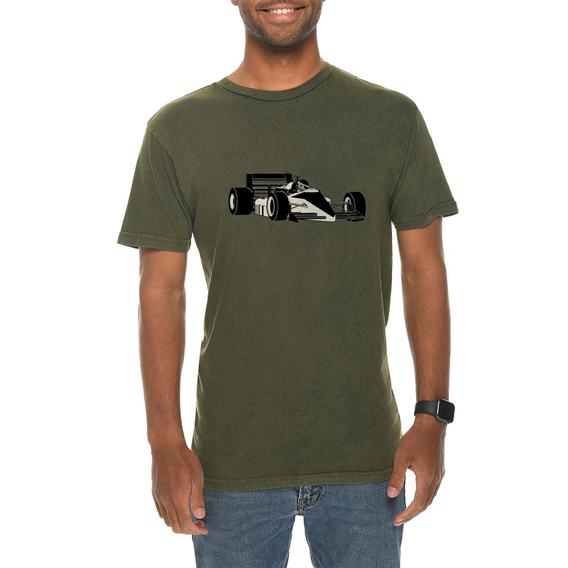 Open Wheel Racer Graphic Design Vintage Crewneck Tee Vintage Olive XS