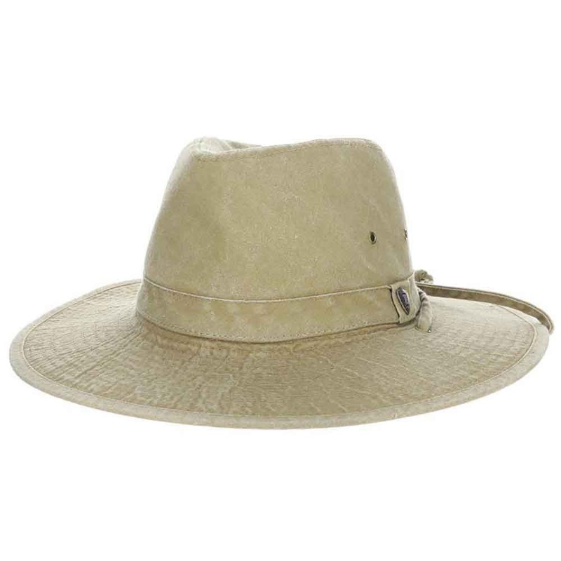 Pigment Dyed Cotton Outback Hat with Chin Cord – DPC Outdoors Hats Khaki Medium