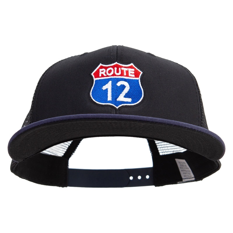 Route 12 Embroidered Big Size Premium Flat Bill Trucker Cap Navy Black XL-3XL