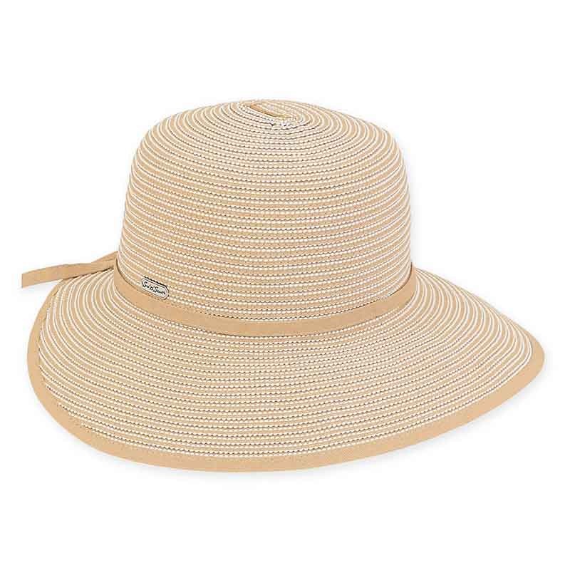 Two Tone Ribbon Facesaver Hat – Sun ‘N’ Sand Hats Beige Medium (57 cm)