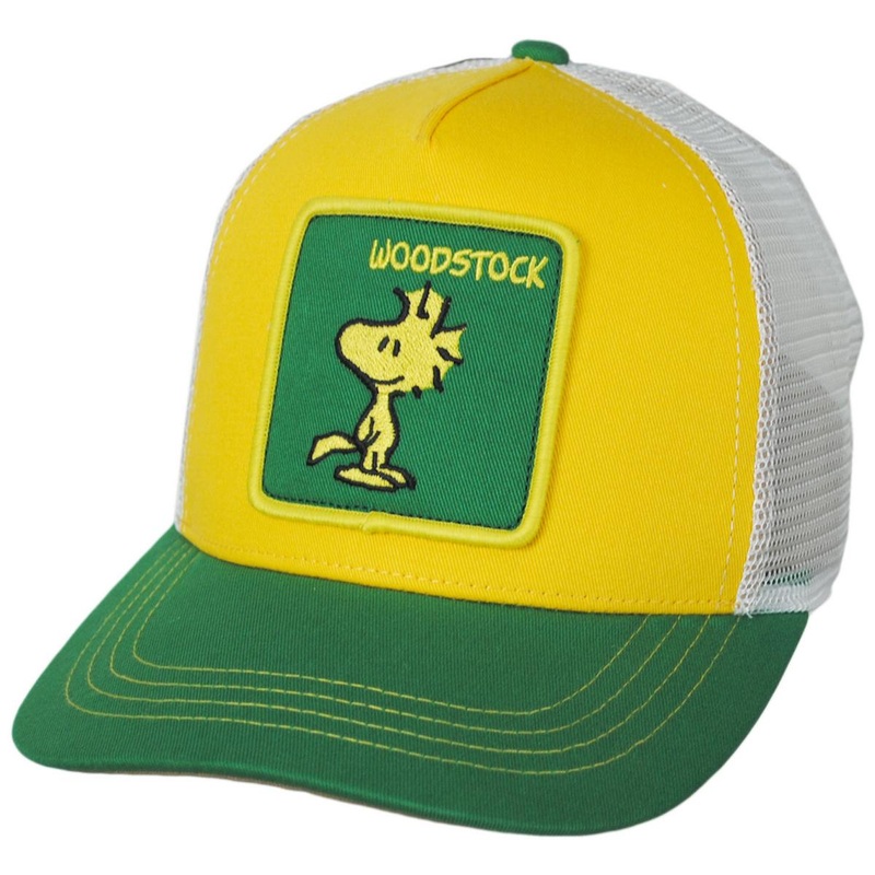 Woodstock Mesh Trucker Snapback Baseball Cap YELLOW ADJUSTABLE