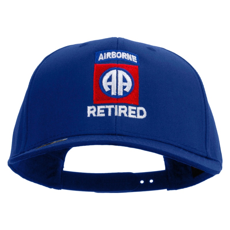 82nd Airborne Retired Embroidered Solid Cotton Twill Pro Style Cap Royal One Size