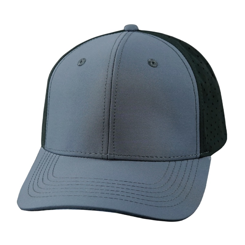 Blank – 6 Panel – Charcoal / Black (Unisex) – Laser Mesh