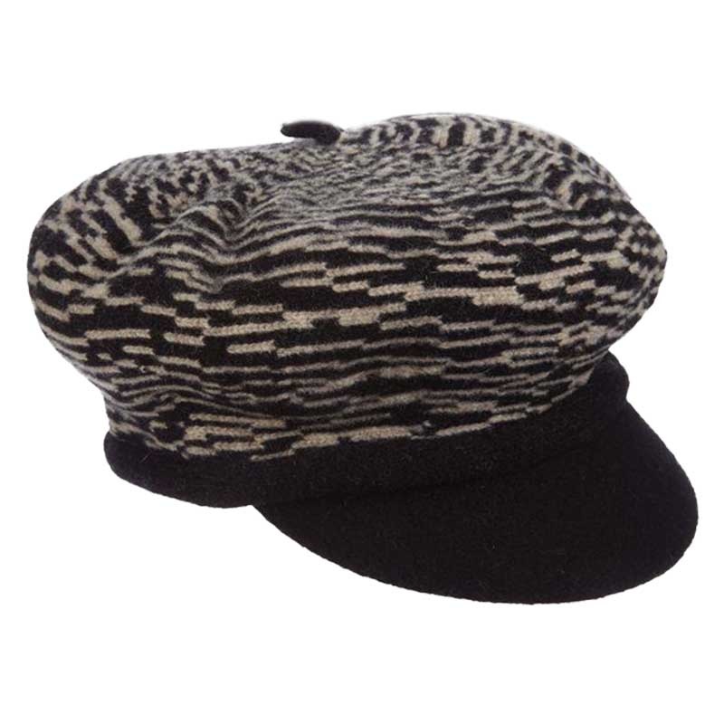 Boiled Wool Newsboy Cap by Scala Hats Black Medium (57 cm)