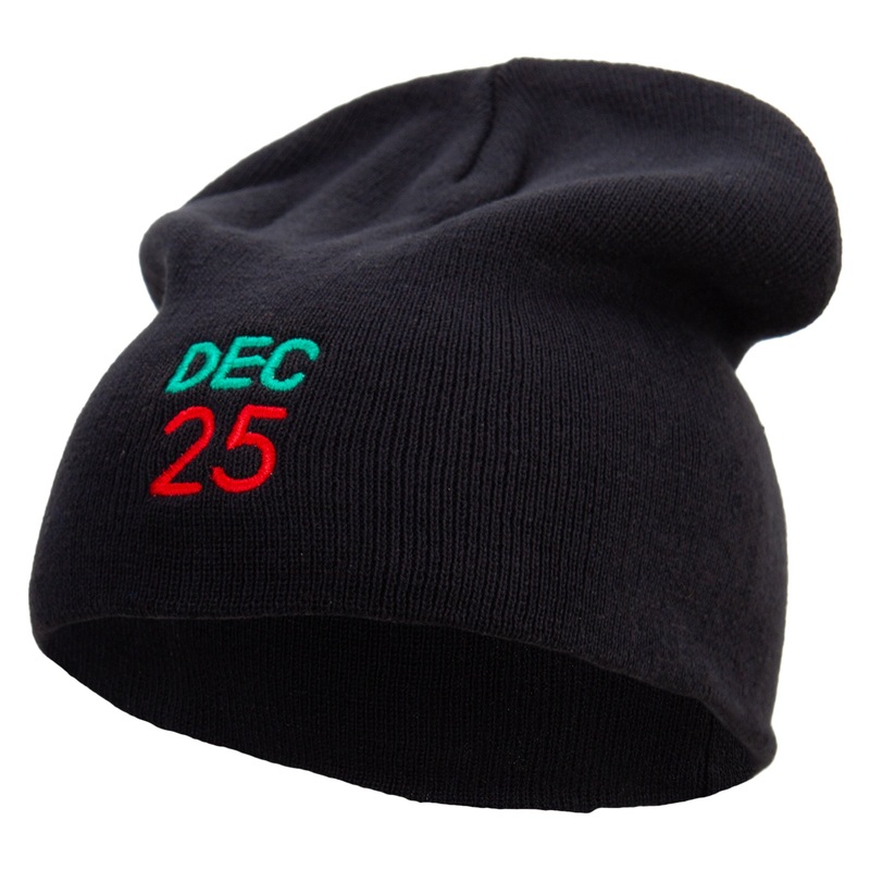 Christmas Date on Calendar Big Size Superior Cotton Short Knit Beanie Black XL-3XL