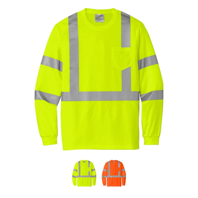 CornerStone ANSI 107 Class 3 Mesh Long Sleeve Tee CS203 Safety Orange S