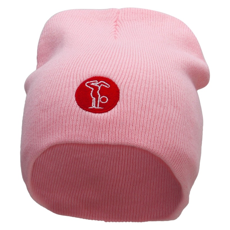 Gymnastics Icon Embroidered 8 inch Acrylic Short Blank Beanie Pink One Size