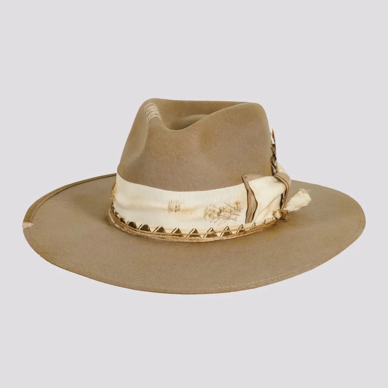 Justice | Mens Wool Felt Outback Fedora Hat Fawn S/M