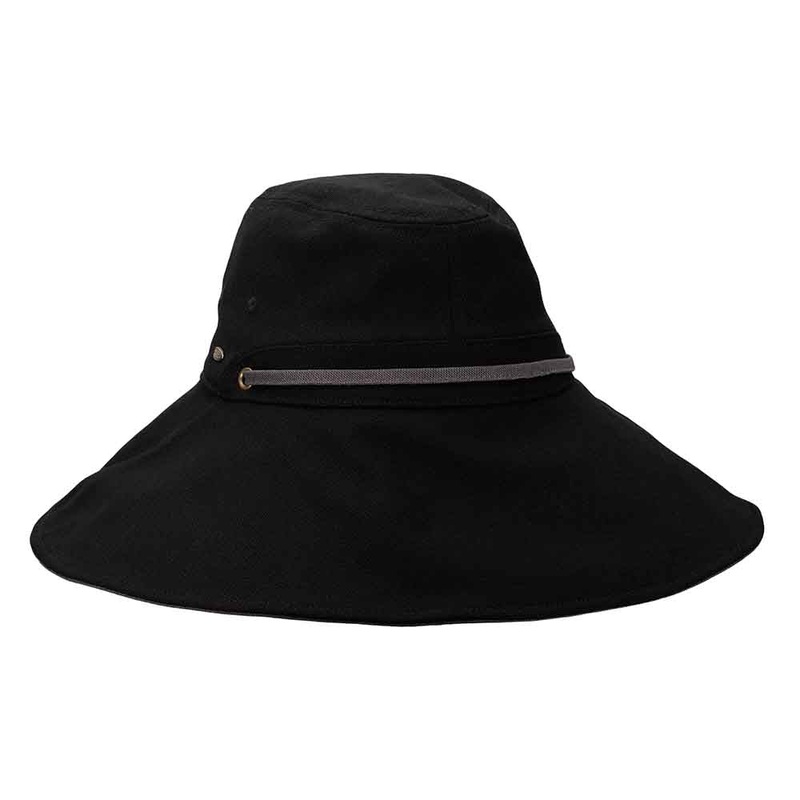 Linen Trail Hat with Chin Cord – Scala  Women’s Hats Black Small (55 cm)