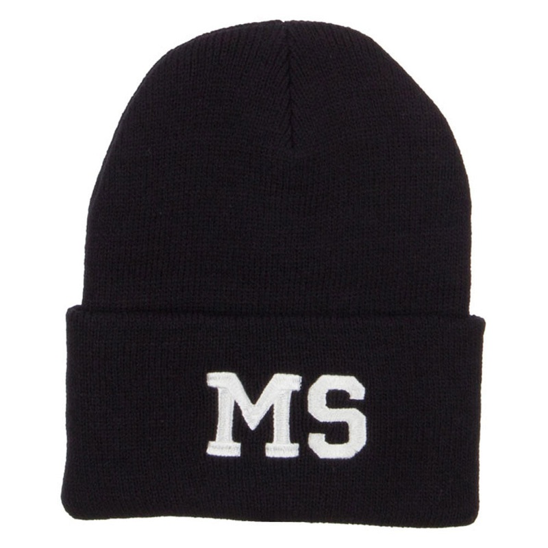 MS Mississippi State Embroidered Long Beanie Black One Size