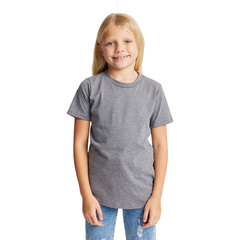 Royal Apparel 95121 Youth Organic Cotton & RPET Short Sleeve Tee Made in USA Heather Ash S