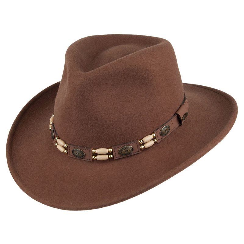 Scala Hats Knoxville Crushable Wool Felt Outback Hat – Pecan S