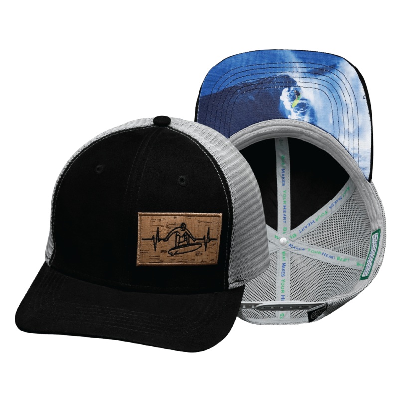 Surf Hat – Baseball Hat Fit – Suede – Black / Gray – Trucker Mesh