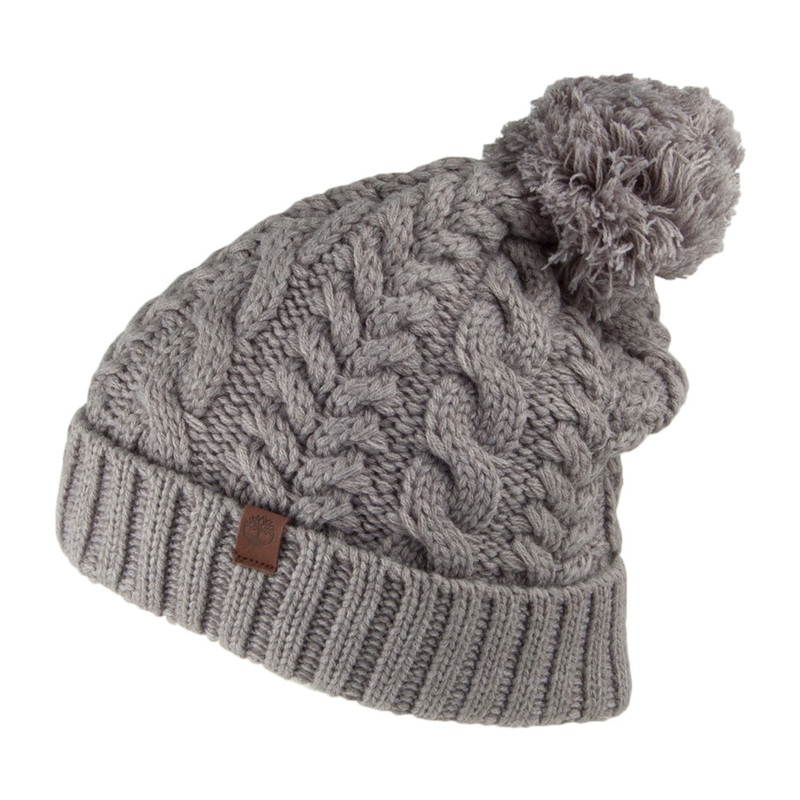 Timberland Hats Cable Watch Cap Bobble Hat – Light Grey 1-Size