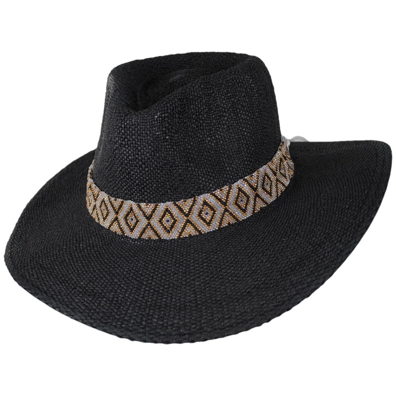 Zendaya Toyo Straw Fedora Hat BLACK ONE SIZE FITS MOST