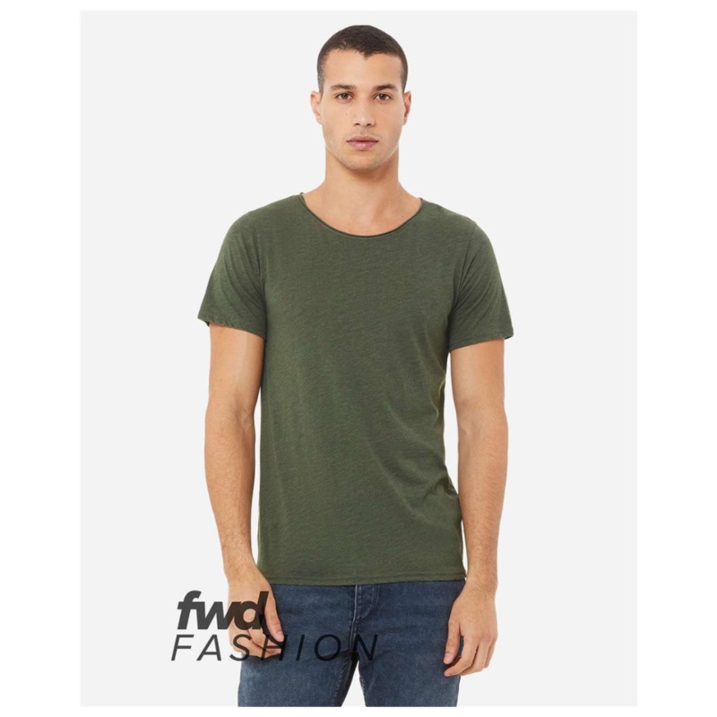 BELLA+CANVAS 3414 Unisex FWD Fashion Triblend Raw Neck Tee Miltary Green Triblend XS