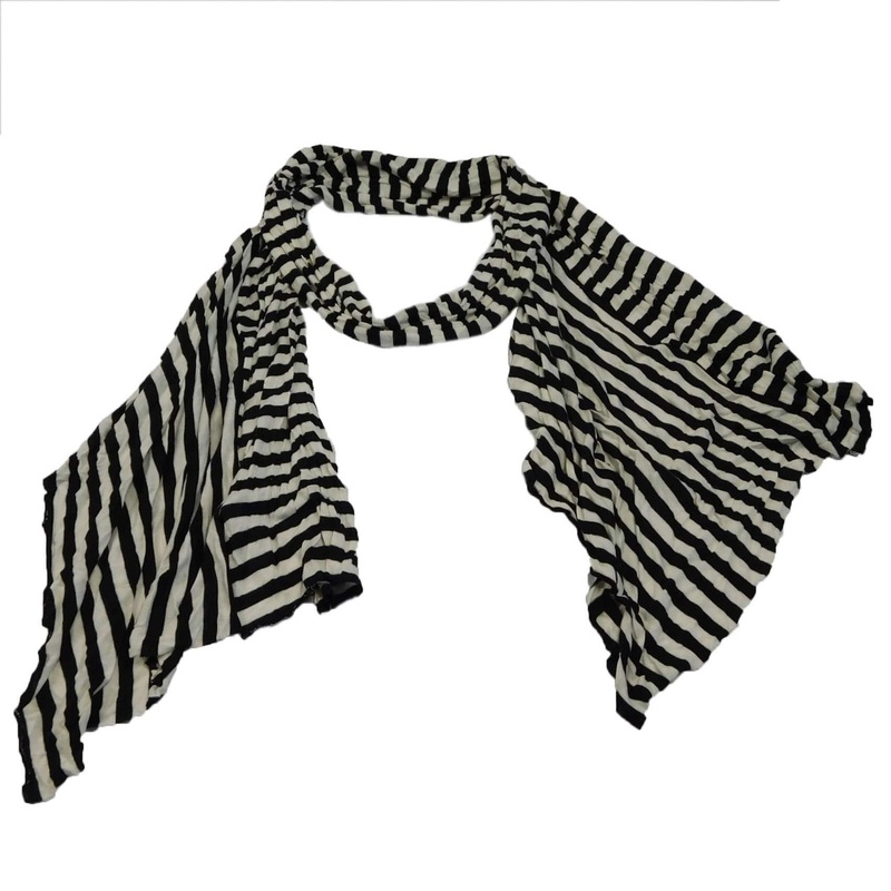 Black and Ivory Striped Scarf Black and Ivory