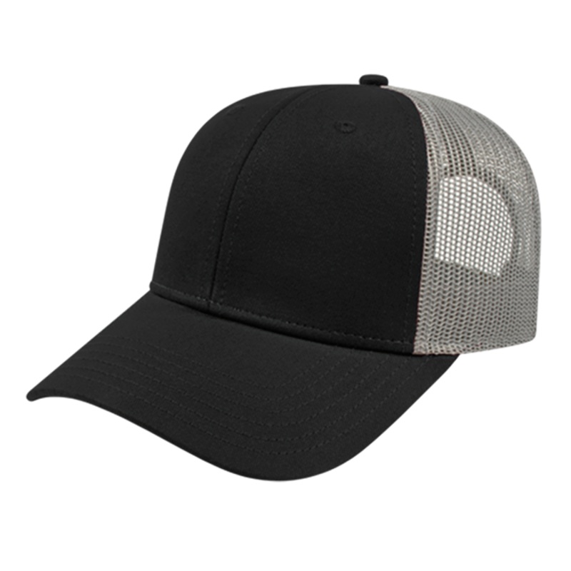 Cap America i3115 – Low Profile Trucker Mesh Back Cap – Blank Black/Gray OSFM