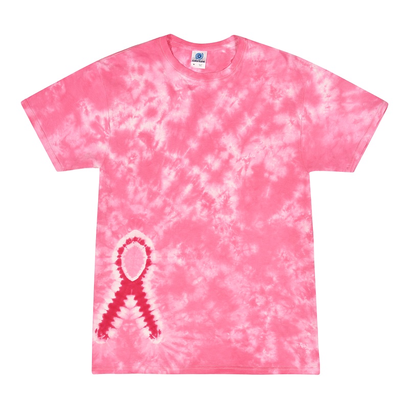 Colortone 1150 Shapes Tie-Dyed T-Shirt Pink Ribbon S