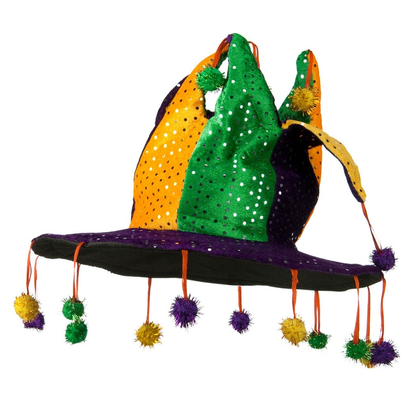 Multi Color Sequined Jester Hat Red One Size