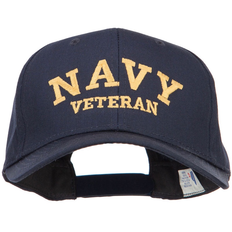 Navy Veteran Letters Embroidered Cotton Cap Navy One Size