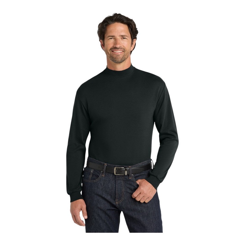 Port Authority K321 Interlock Knit Mock Turtleneck Black XS