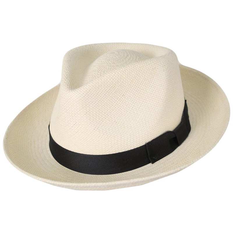 Retro Panama Straw Fedora Hat NATURAL S