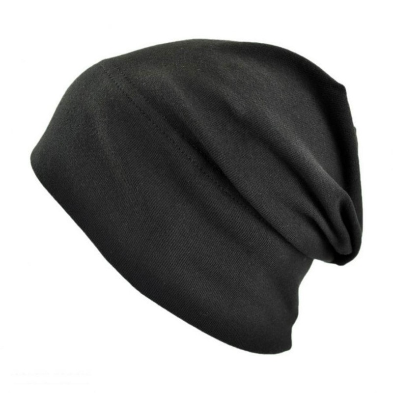 Slouchy Cotton Blend Beanie Hat BLACK ONE SIZE FITS MOST