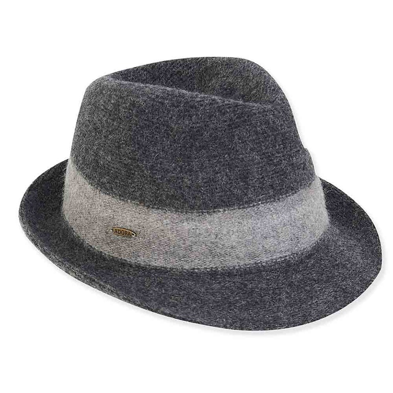 Soft Wool Two Tone Fedora Hat – Adora Hats Grey OS (57 cm)