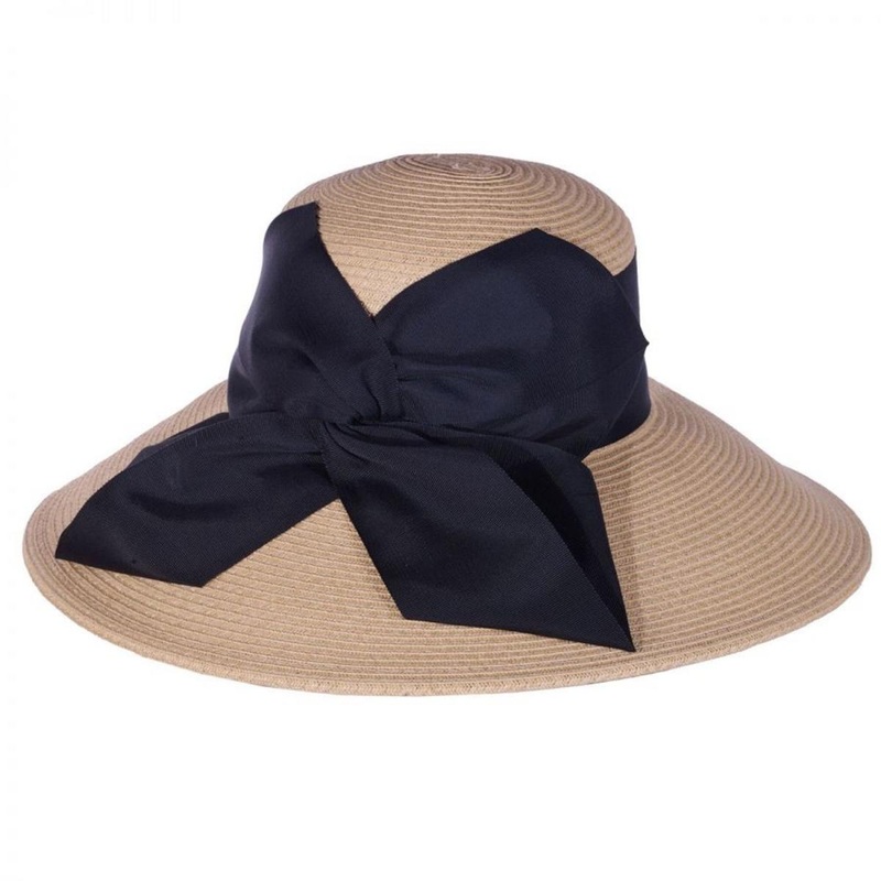 Twist Bow Packable Toyo Straw Lampshade Hat – Made to Order NATURAL/BLACK ONE SIZE FITS MOST