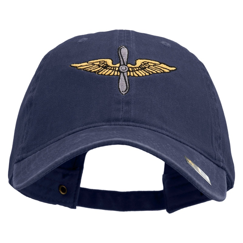 U.S. Army Aviation Embroidered Washed Solid Pigment Dyed Cotton Twill Brass Buckle Cap Navy One Size