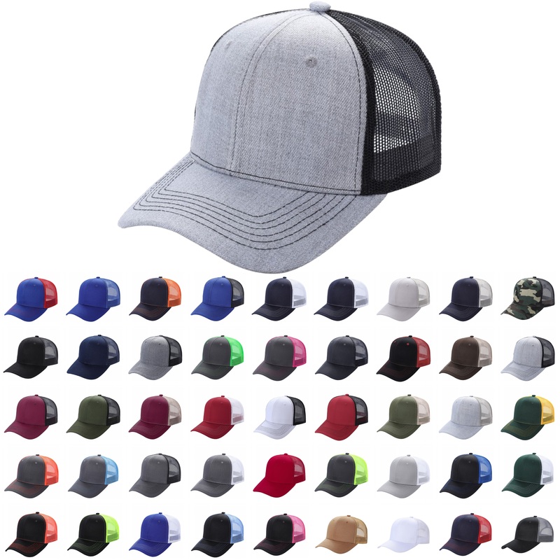 Unbranded 6-Panel Curve Trucker Hat, Blank Mesh Back Cap Black