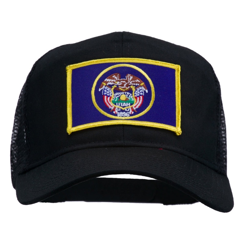 Utah State Flag Patched Mesh Cap Black One Size