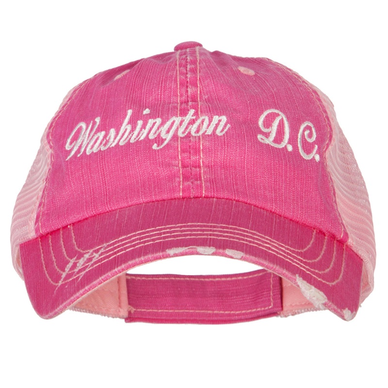 Washington D.C. Embroidered Low Profile Cotton Mesh Cap Fuchsia One Size