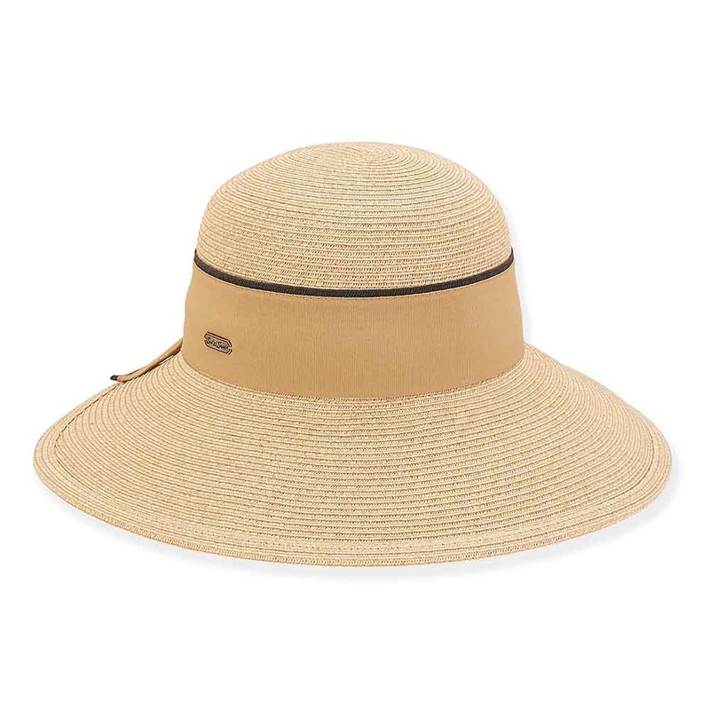 Backless Facesaver Hat with Wide Ribbon Bow – Sun ‘N’ Sand Hats Natural Medium (57 cm)