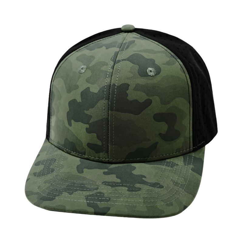 Blank – 6 Panel – Teal Camo / Black (Unisex) – Laser Mesh