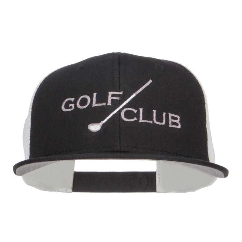 Golf Club Embroidered Mesh Snapback Cap Black Black White One Size