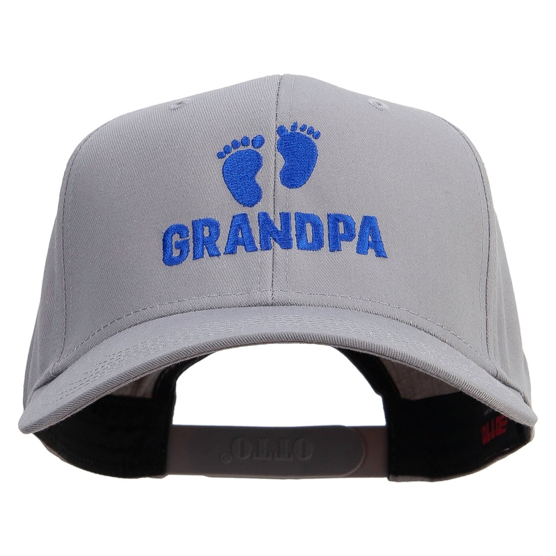 Grandpa with Feet Embroidered Solid Cotton Twill Pro Style Cap Grey One Size