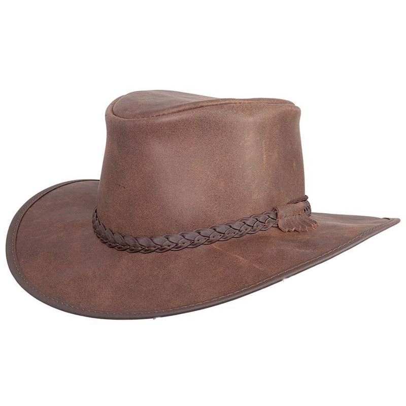 Head’n Home Crusher Outback Leather Hat up to 3XL- Bomber Brown Brown Small