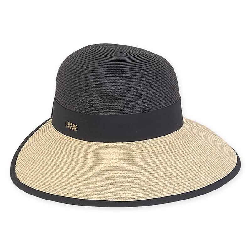 Large Size Women’s Hats: Two Tone Facesaver Hat – Sun ‘N’ Sand Hats Black / Natural Large (59 cm)