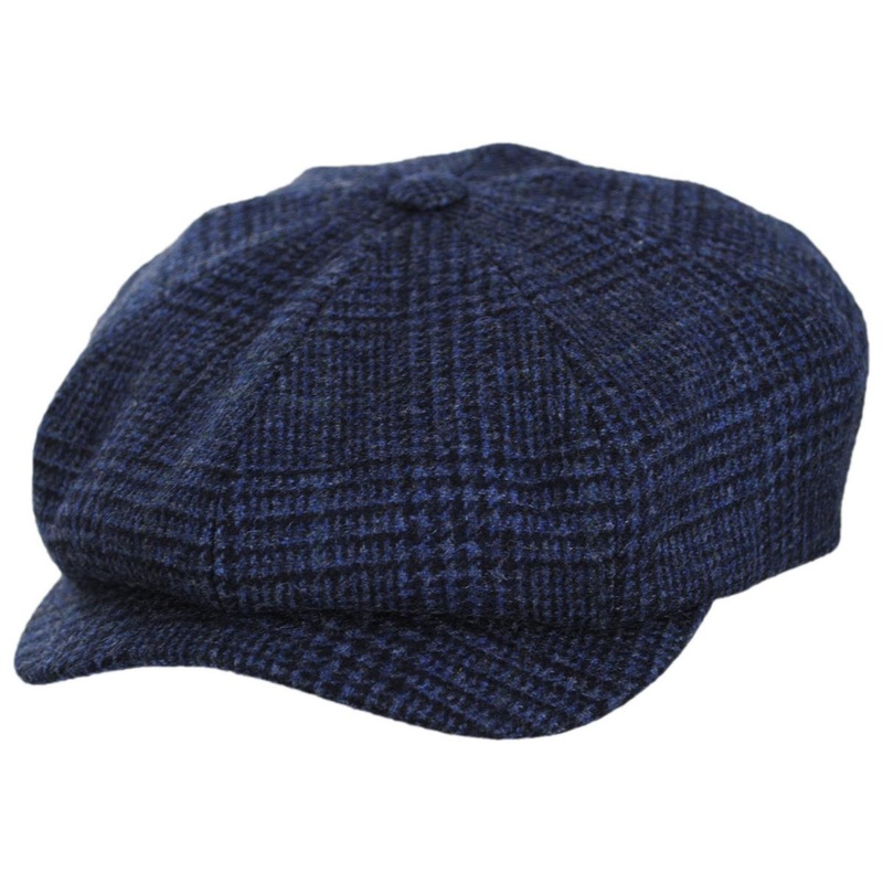 Magee Glen Plaid Lambswool Newsboy Cap DARK BLUE 55cm