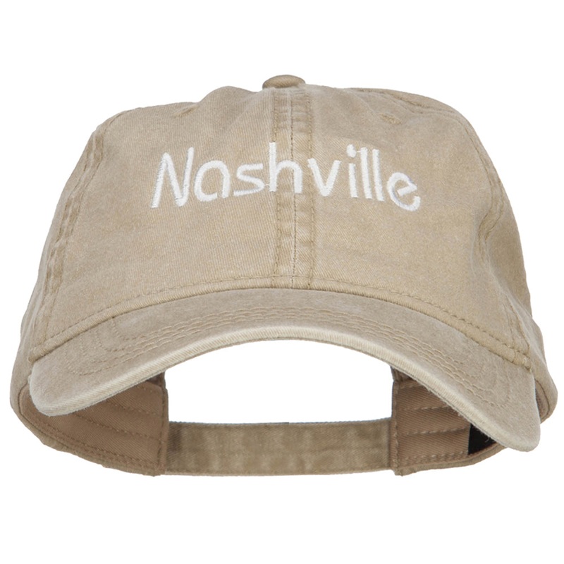 Nashville Embroidered Washed Buckled Cap Khaki One Size