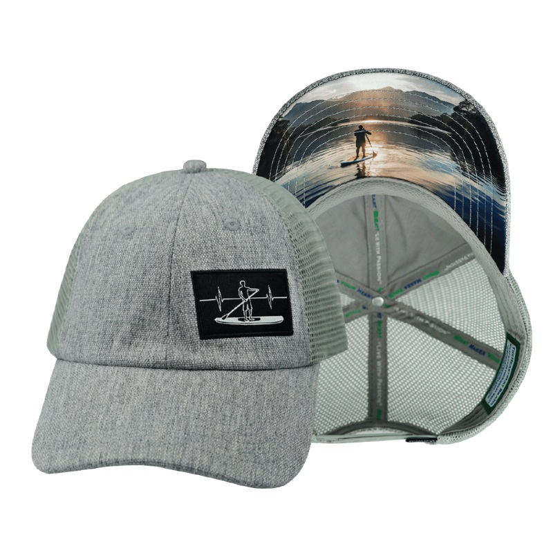 Paddle Board Hat – Dad Hat – Gray Hemp / Gray – Soft Trucker Mesh