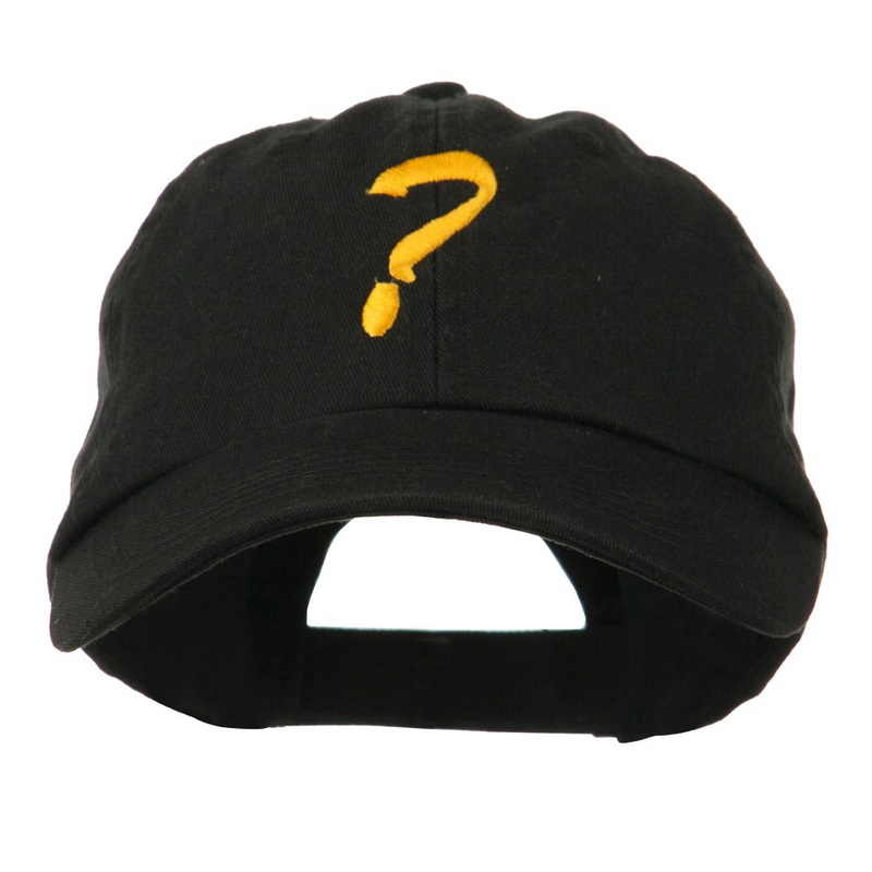 Question Mark Embroidered Cap Black One Size