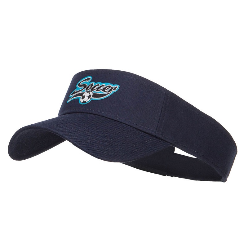 Soccer Sports Patched Sun Visor Navy One Size