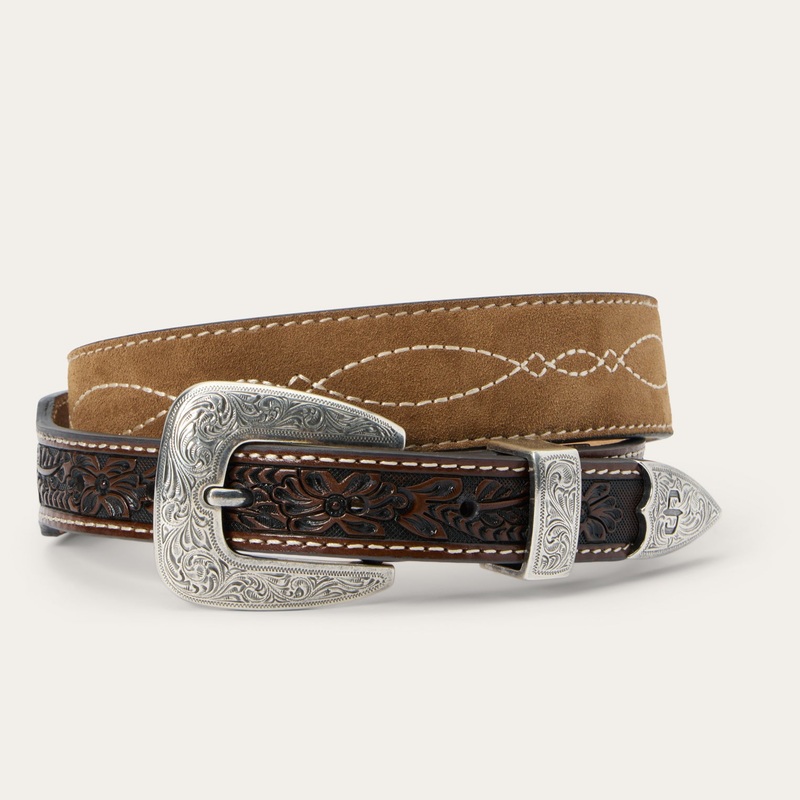 Tooled Tapered Belt Brown/Sand 32